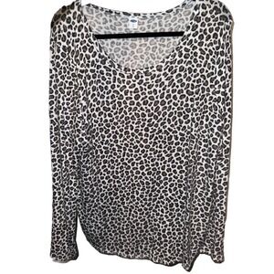 Old Navy Leopard Print Long Sleeve Top Very Soft Women's XL